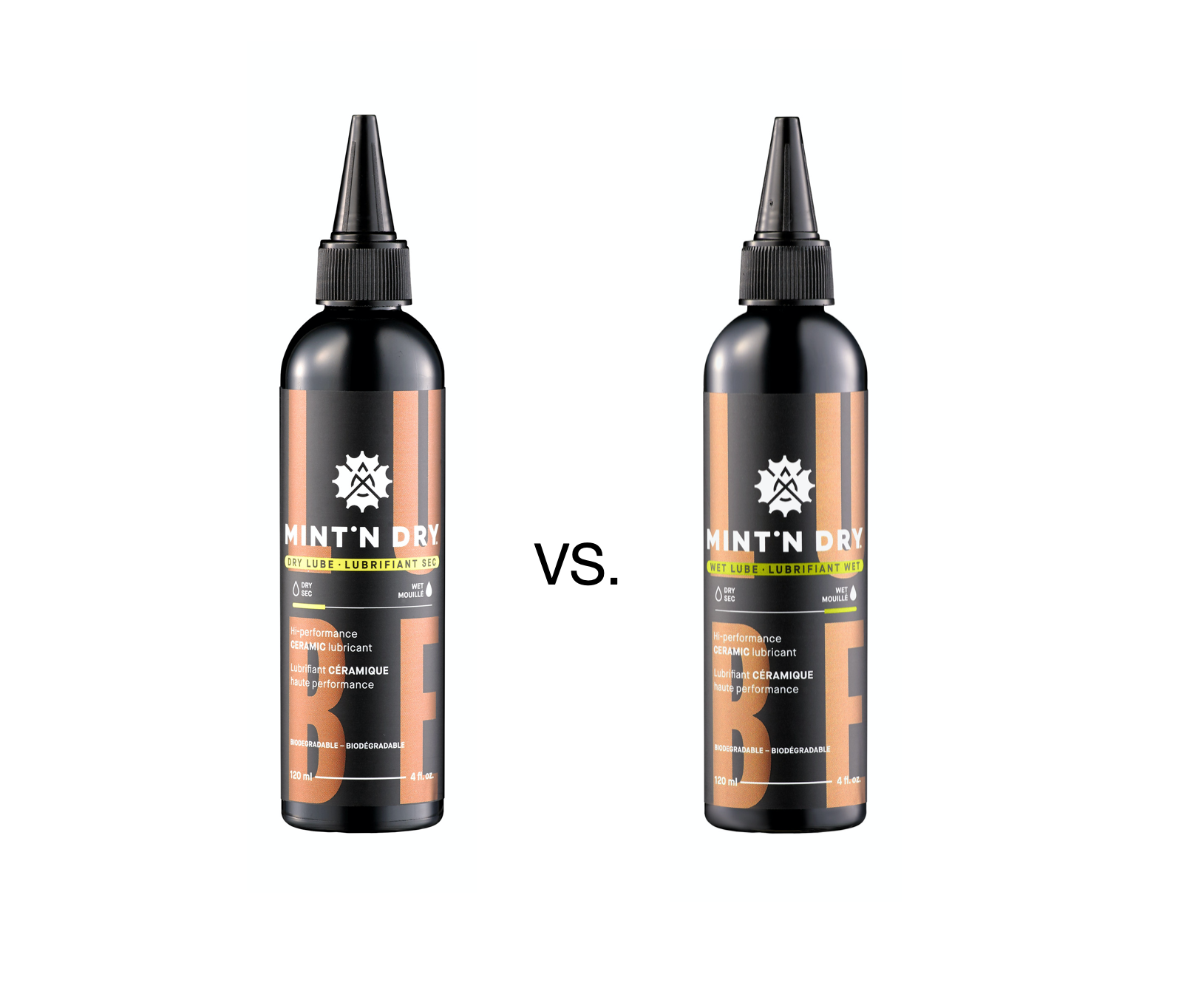 MINT'N DRY dry lube vs wet lube bottles — which bike chain lube to choose